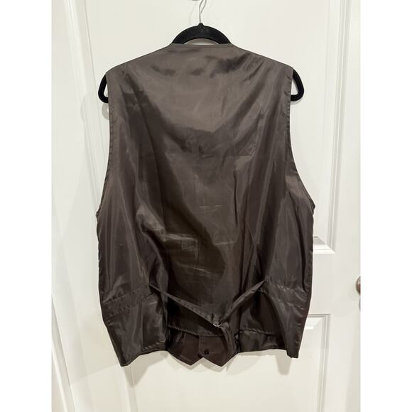 King Size Brand Mens Large Genuine Leather Brown Sleeveless Button Down Pockets - Picture 5 of 6